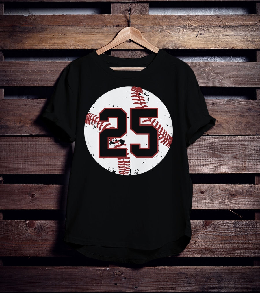 Vintage Baseball Number 25 Circle Pattern Cool Sof T-Shirt