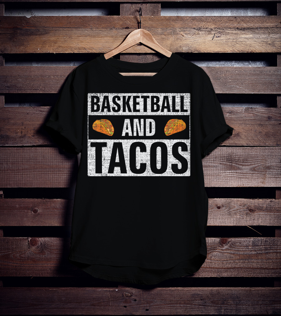 Basketball And Tacos Vintage Style With Taco Icons T-Shirt
