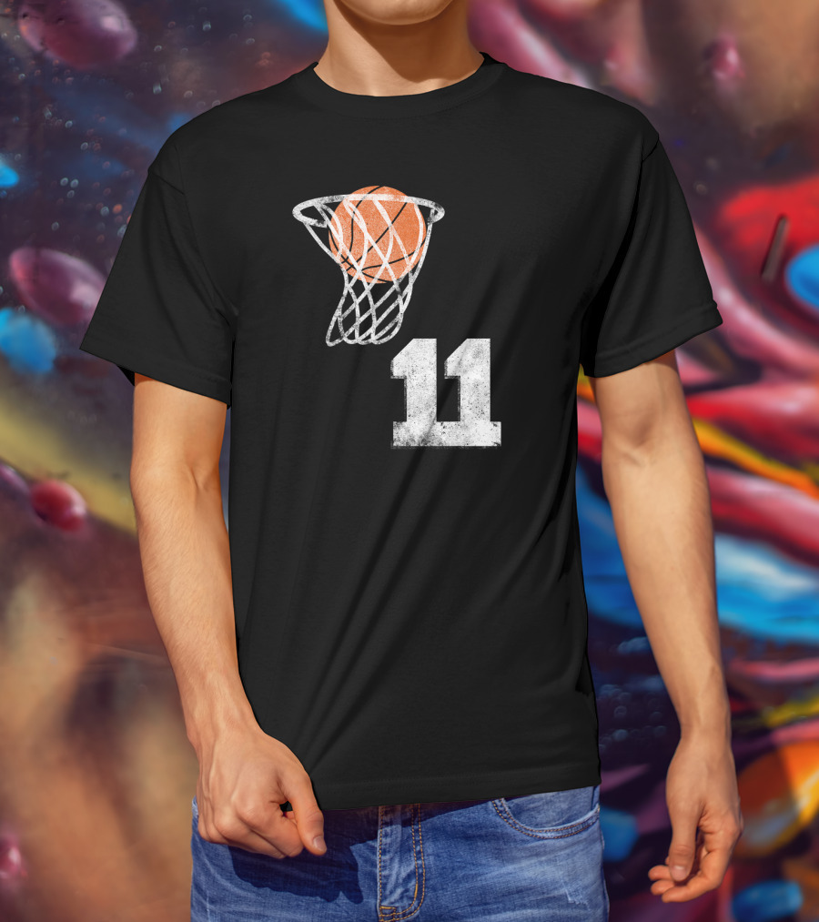 Basketball Hoop Swish Number 11 T-Shirt