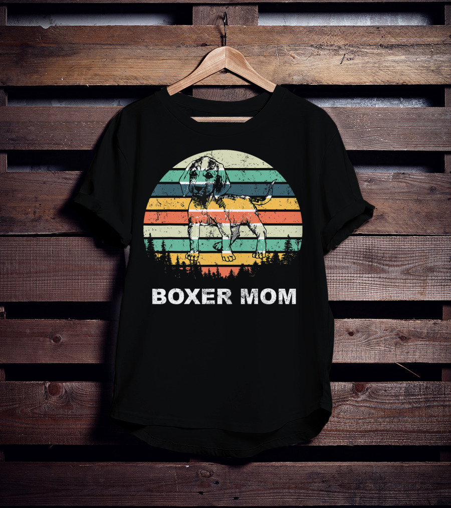 Boxer Mom Vintage Sunset Stripes T-Shirt