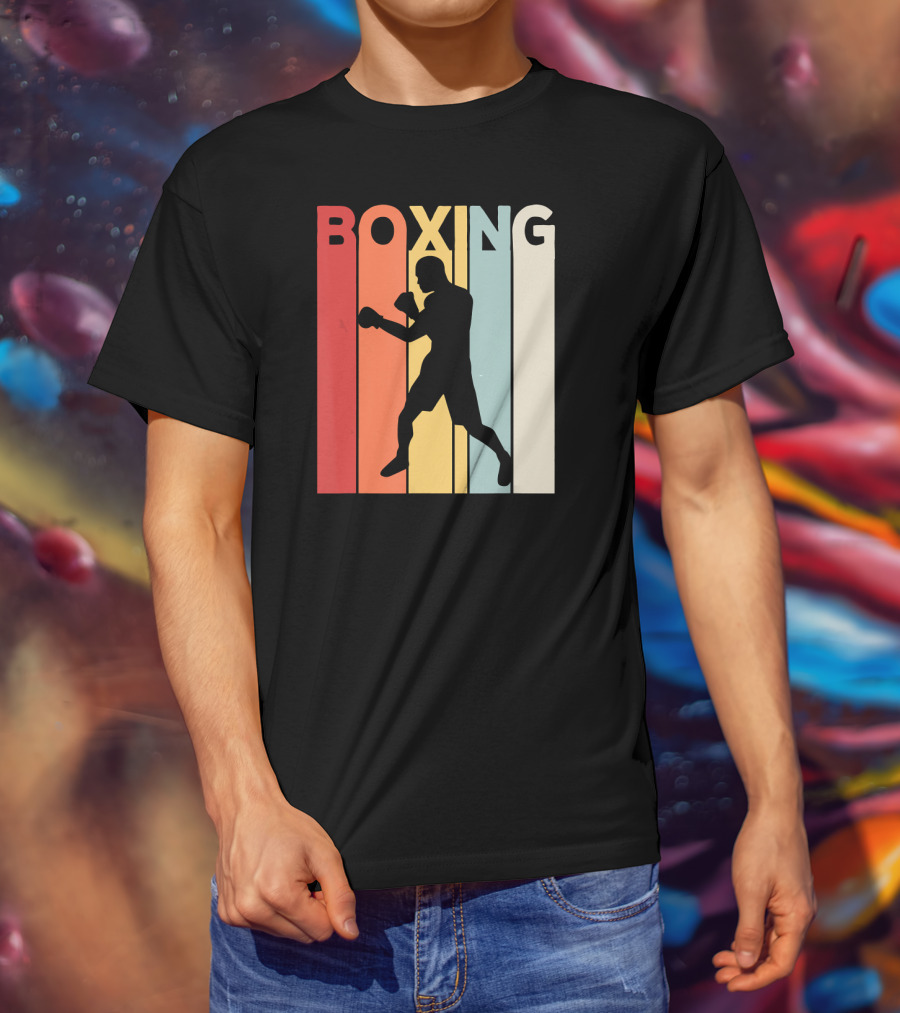 Vintage Boxing Boxer Silhouette Retro Sport Fight T-Shirt