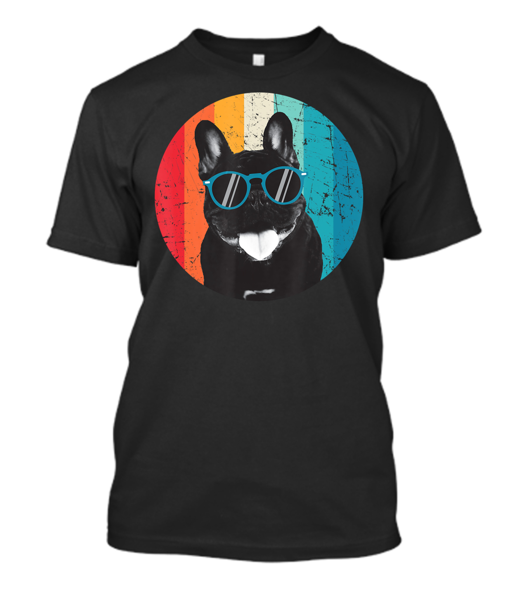 Vintage Dog Lover Sunglasses Retro Stripes T-Shirt