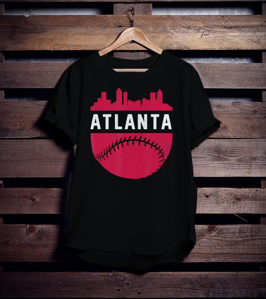 Atlanta Georgia Skyline Baseball Vintage T-Shirt