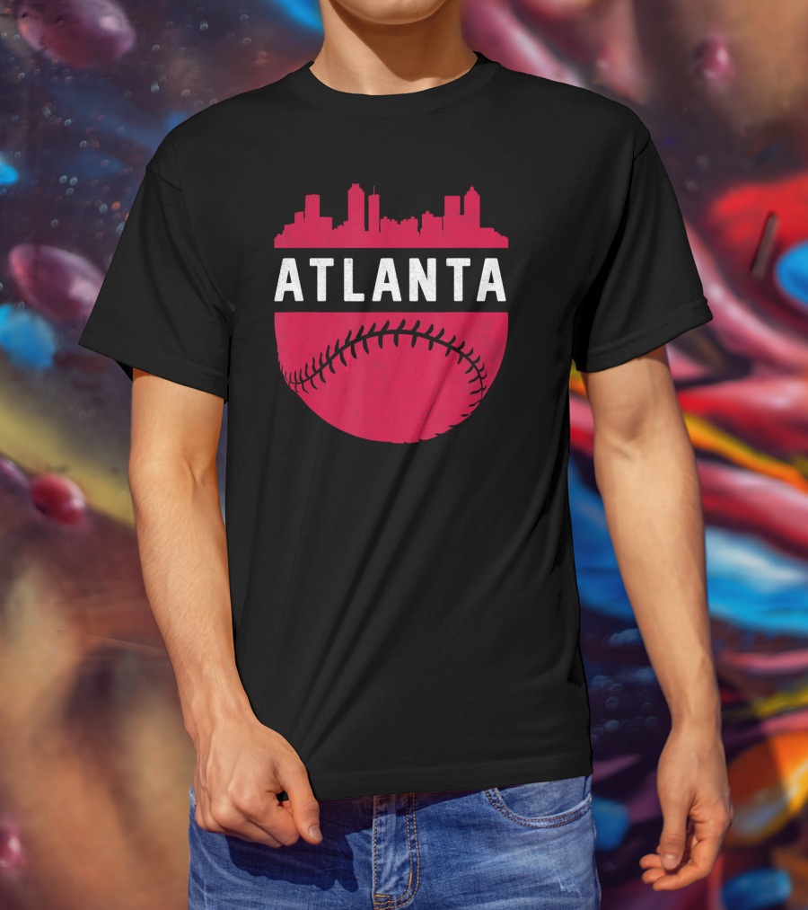 Atlanta Georgia Skyline Baseball Vintage T-Shirt