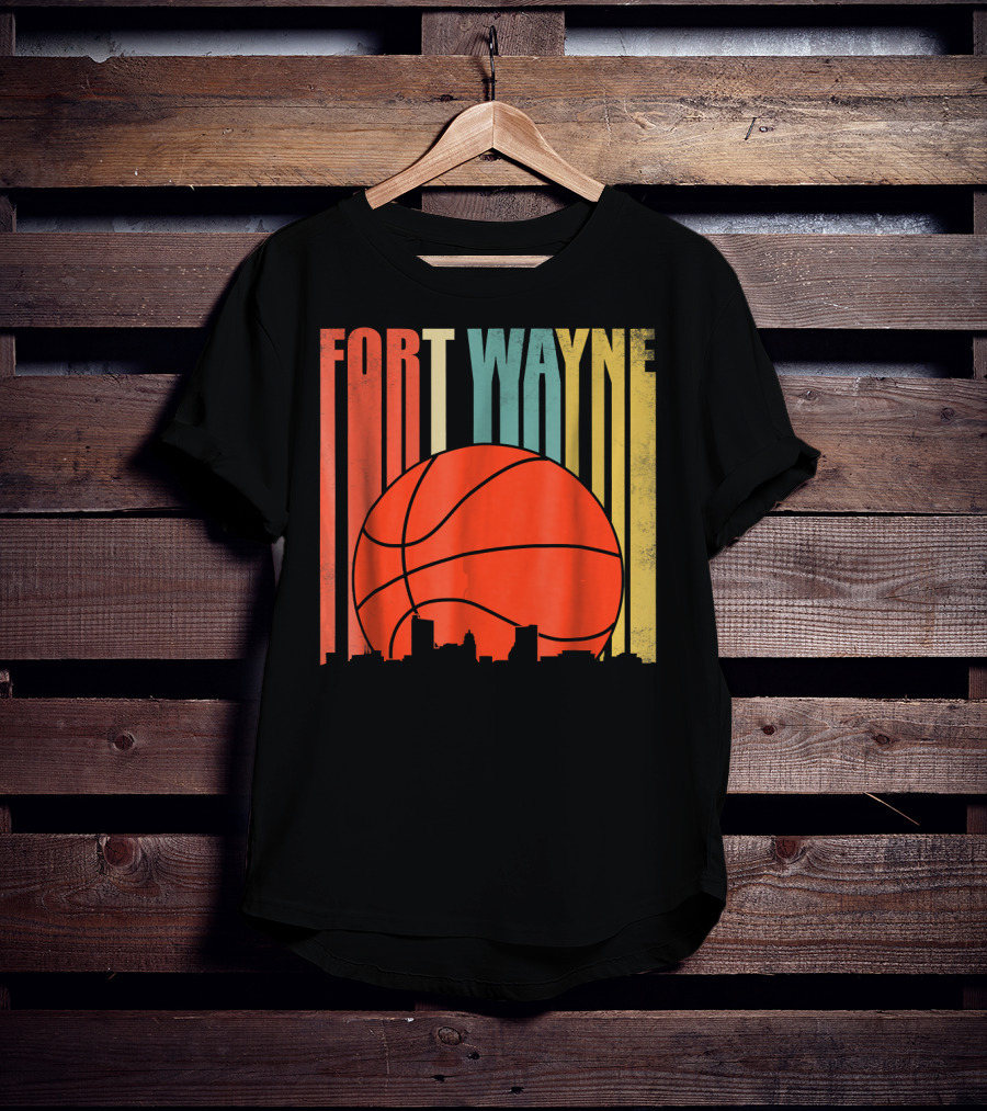 Fort Wayne Indiana Vintage Basketball Skyline Retro T-Shirt