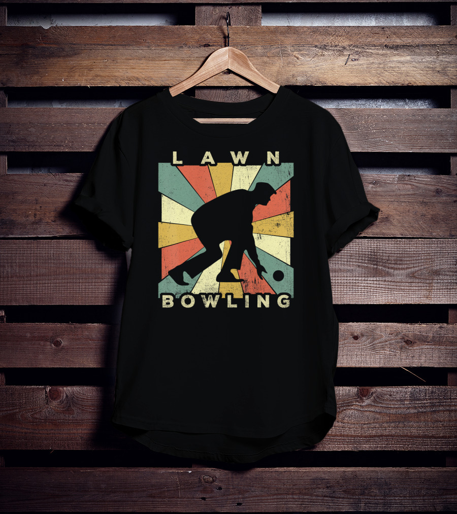 Lawn Bowling Vintage Retro Silhouette Burst T-Shirt