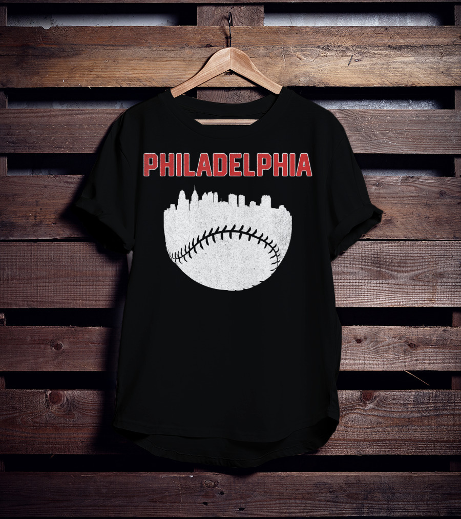 Philadelphia Cityscape Baseball T-Shirt
