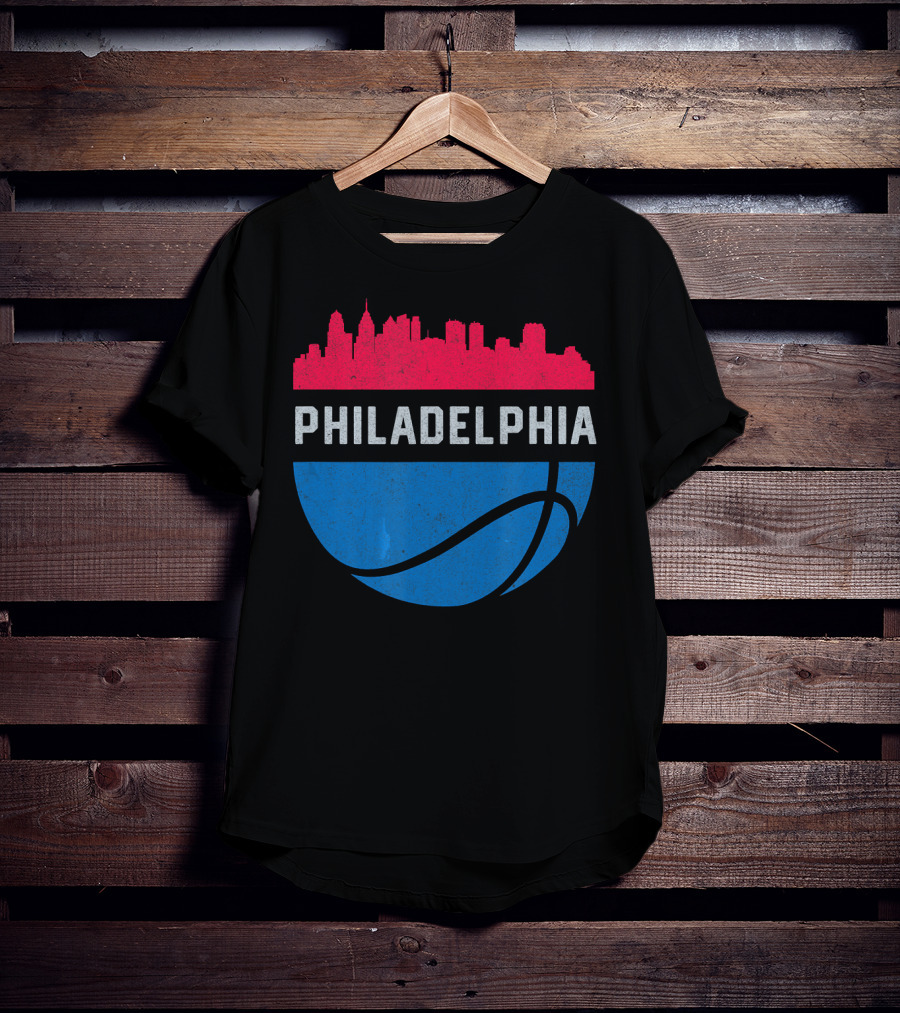 Philadelphia Cityscape Basketball T-Shirt