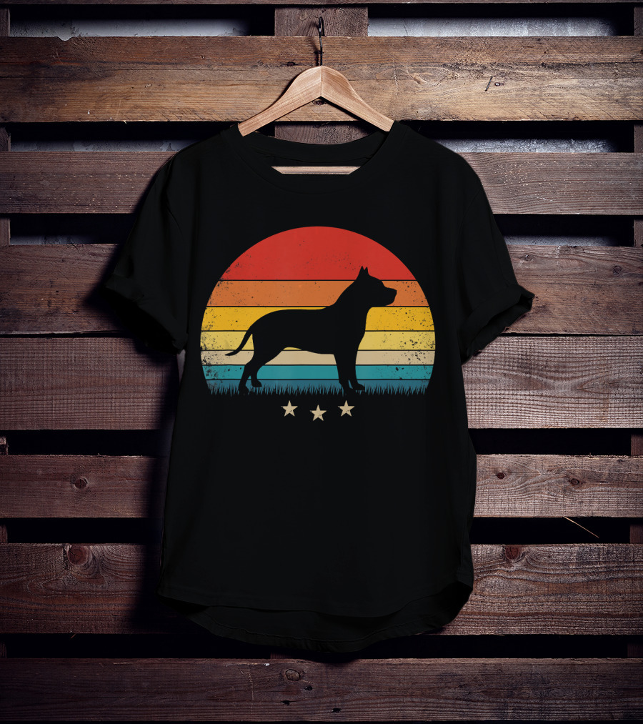 Vintage Pitbull Sunset With Stars T-Shirt