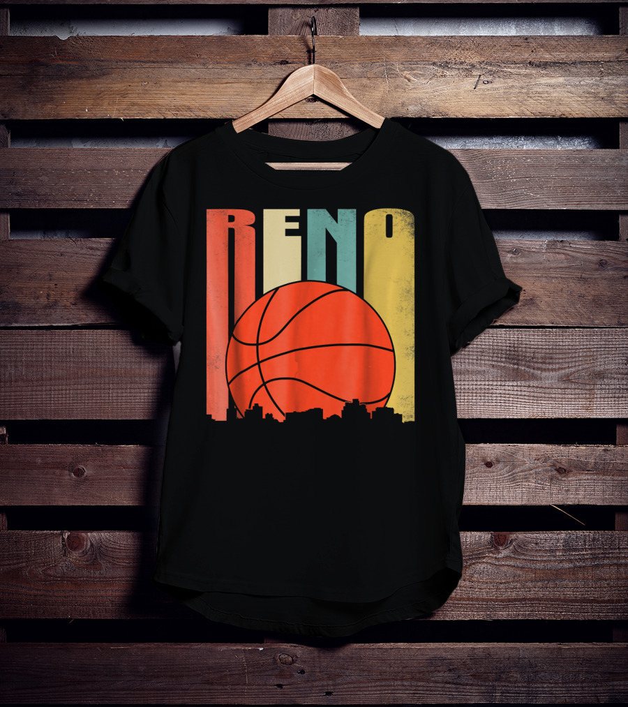 Reno Nevada Retro Basketball Skyline T-Shirt