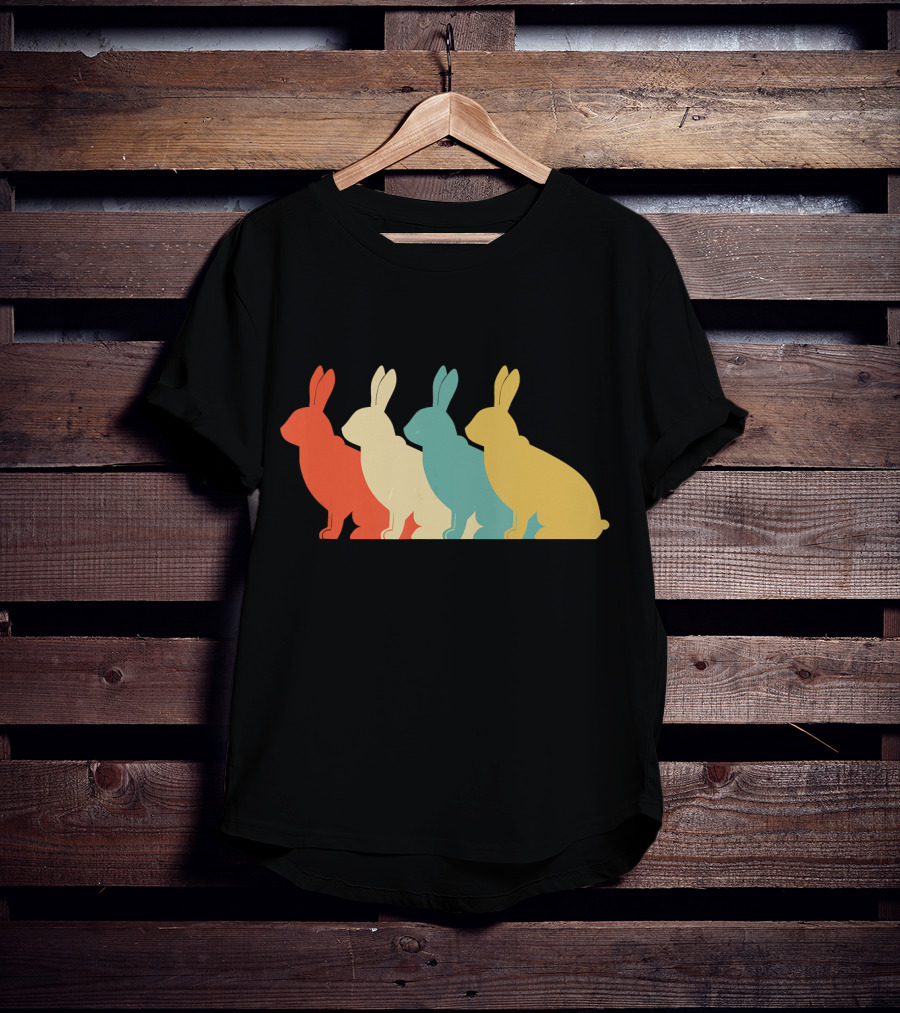 Vintage Art Bunny Rabbit Lover Whispere Four Colorful T-Shirt