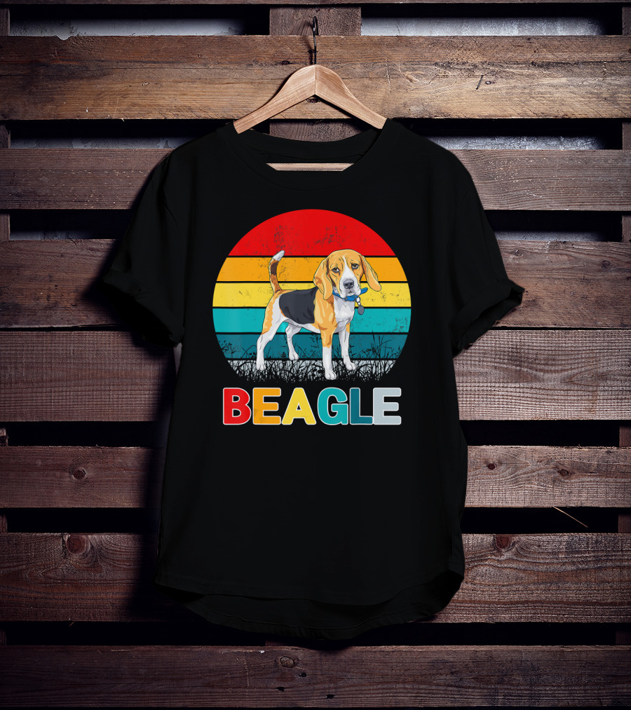Vintage Beagle Retro Stripes Graphics T-Shirt