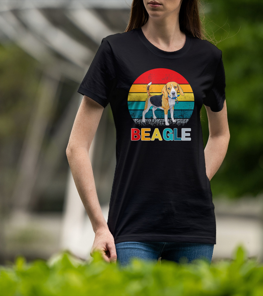 Vintage Beagle Retro Stripes Graphics T-Shirt