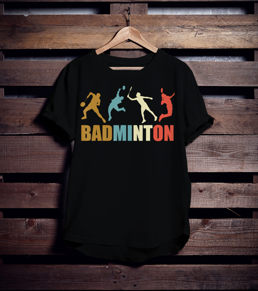 Vintage Style Badminton Mom 70s Badminton Sports T-Shirt