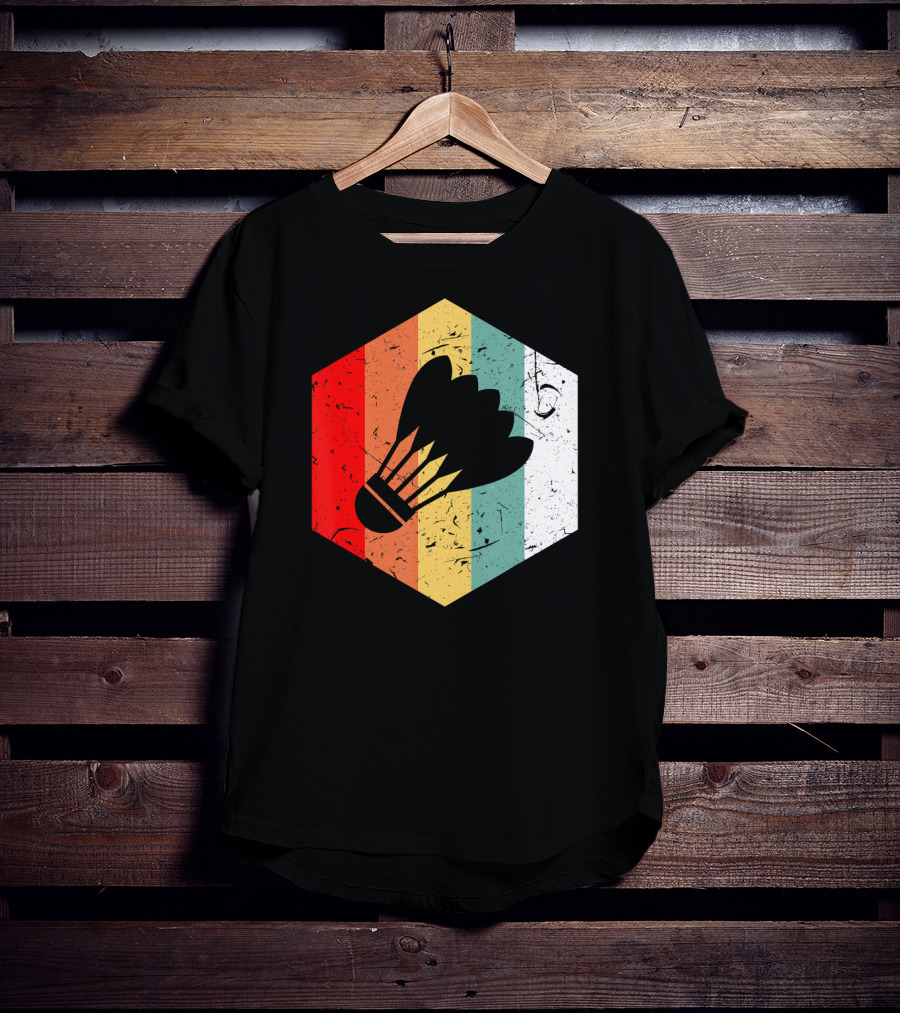 Vintage Shuttlecock Retro Hexagon Sports T-Shirt