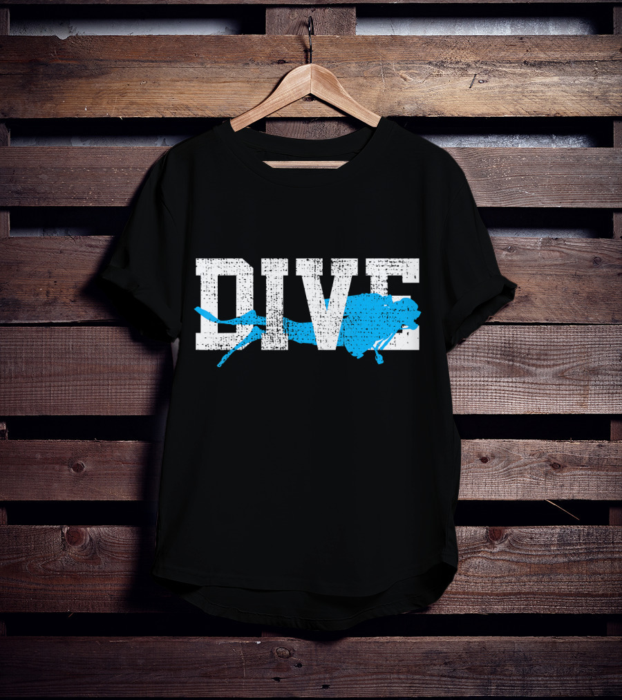Vintage Scuba Diving Dive Diver Station Scho Bold Dive Text With Diver T-Shirt