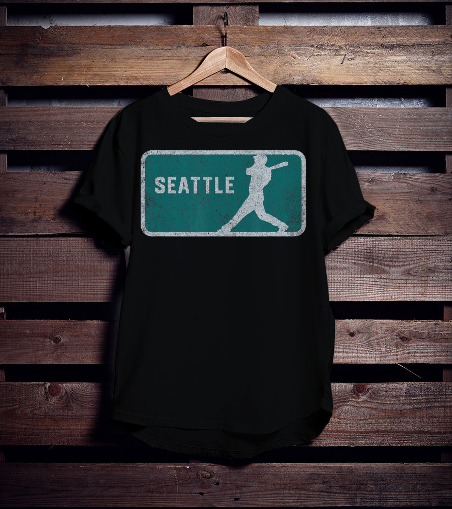 Seattle Vintage Baseball Player Silhouette SEA T-Shirt