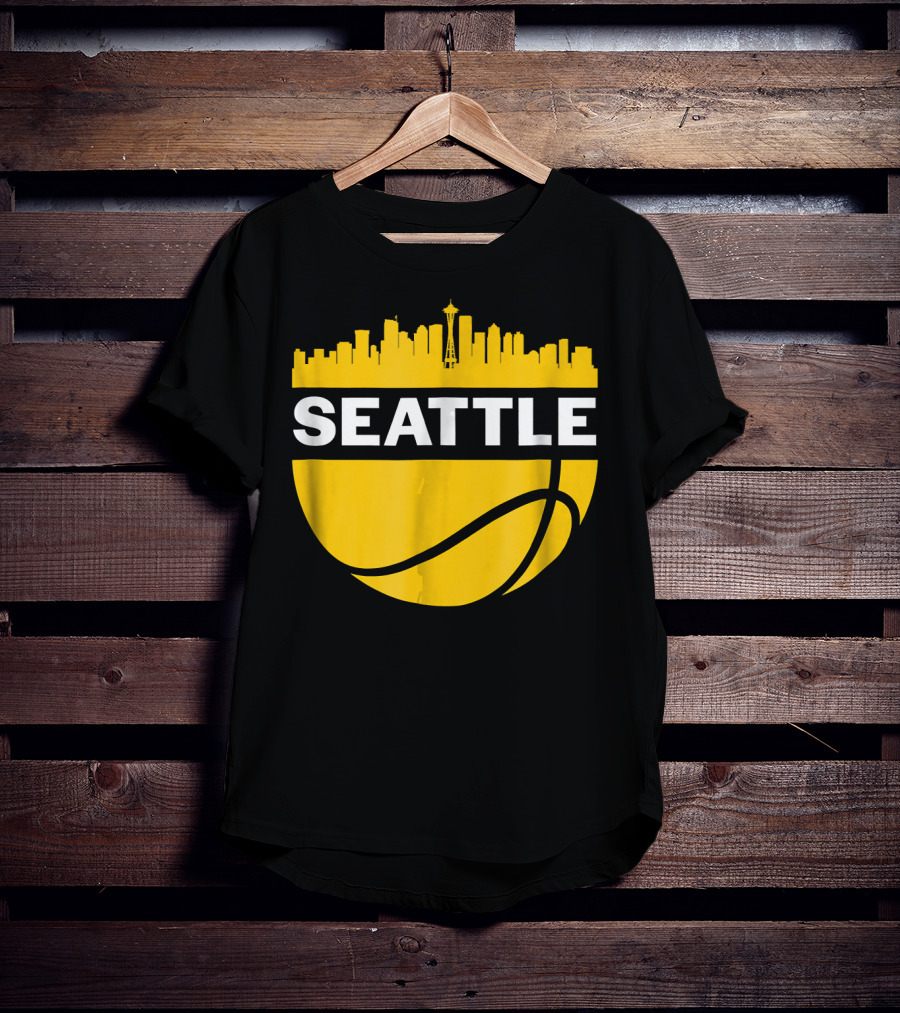 Seattle Skyline Basketball Cityscape Vintage T-Shirt