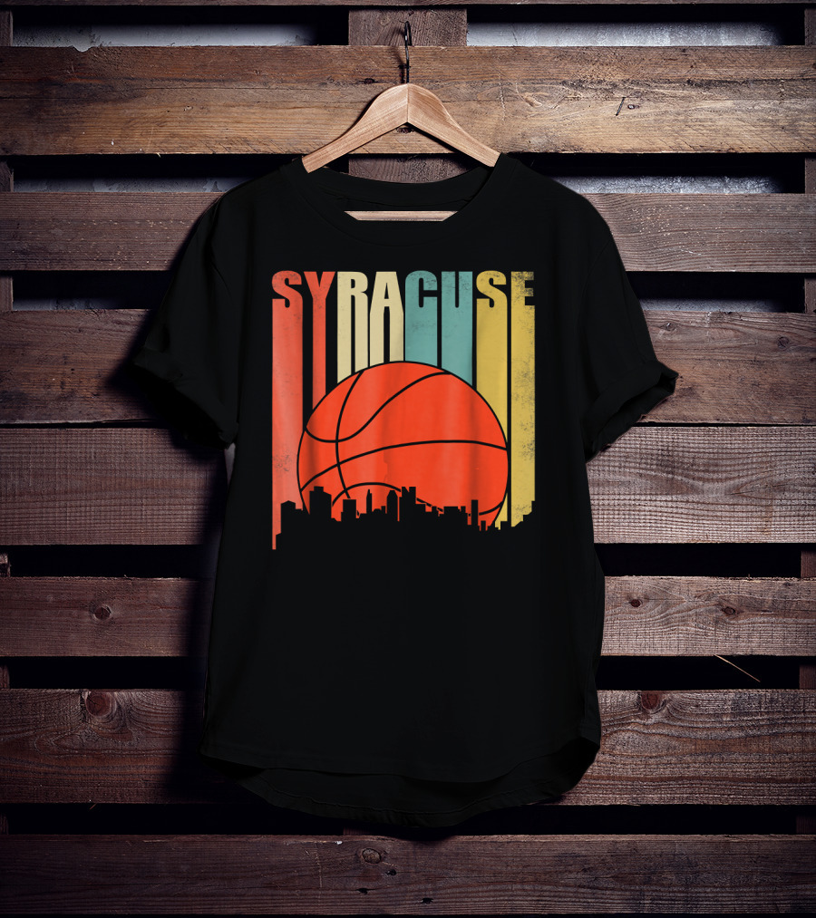 Syracuse New York Vintage City Skyline Basketball T-Shirt
