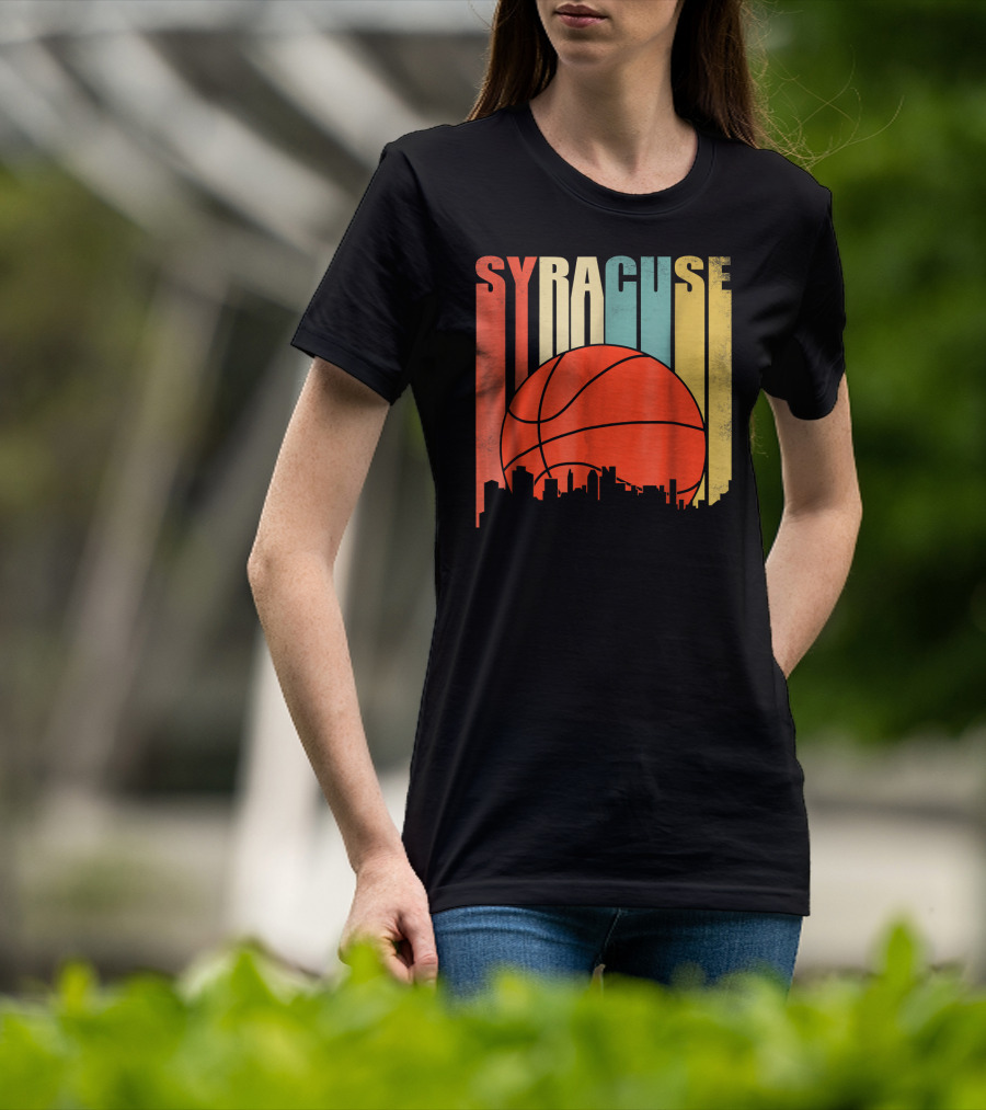 Syracuse New York Vintage City Skyline Basketball T-Shirt