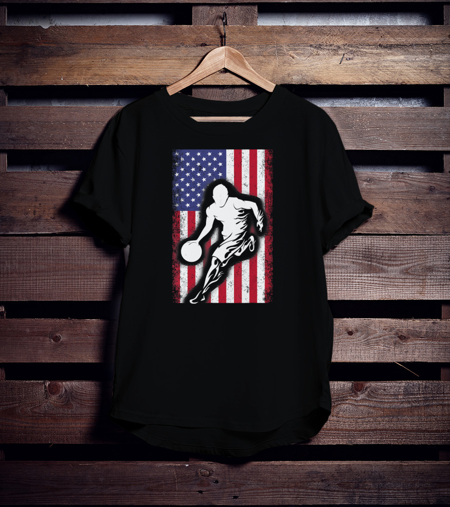 Vintage USA American Flag Player Basketball T-Shirt