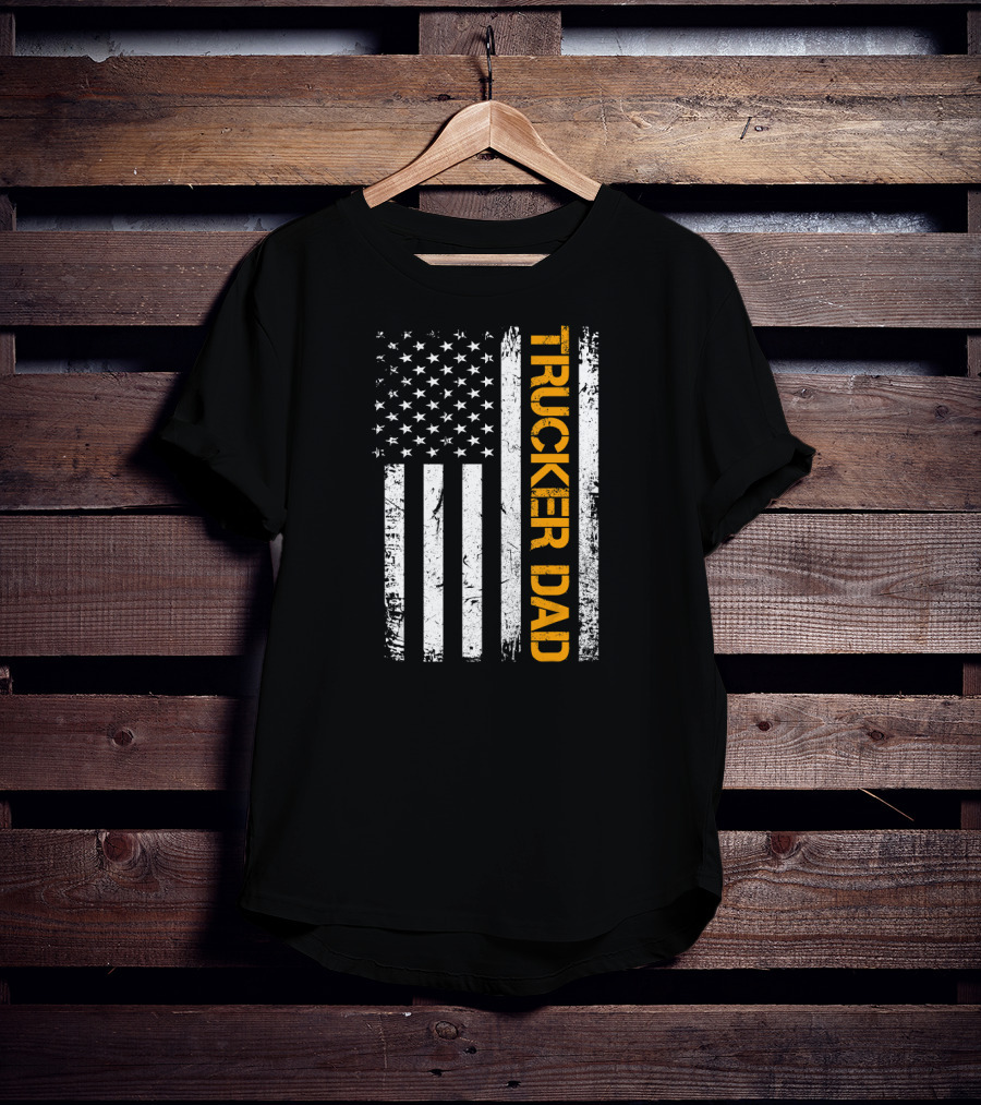 Trucker Dad Vintage American Flag USA T-Shirt