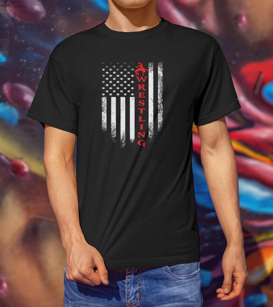 Vintage USA Wrestling American Flag Freestyle T-Shirt