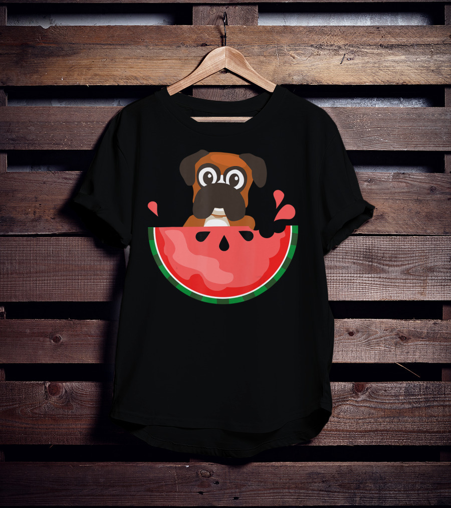 Watermelon With Boxer Summer Vacation Dog T-Shirt