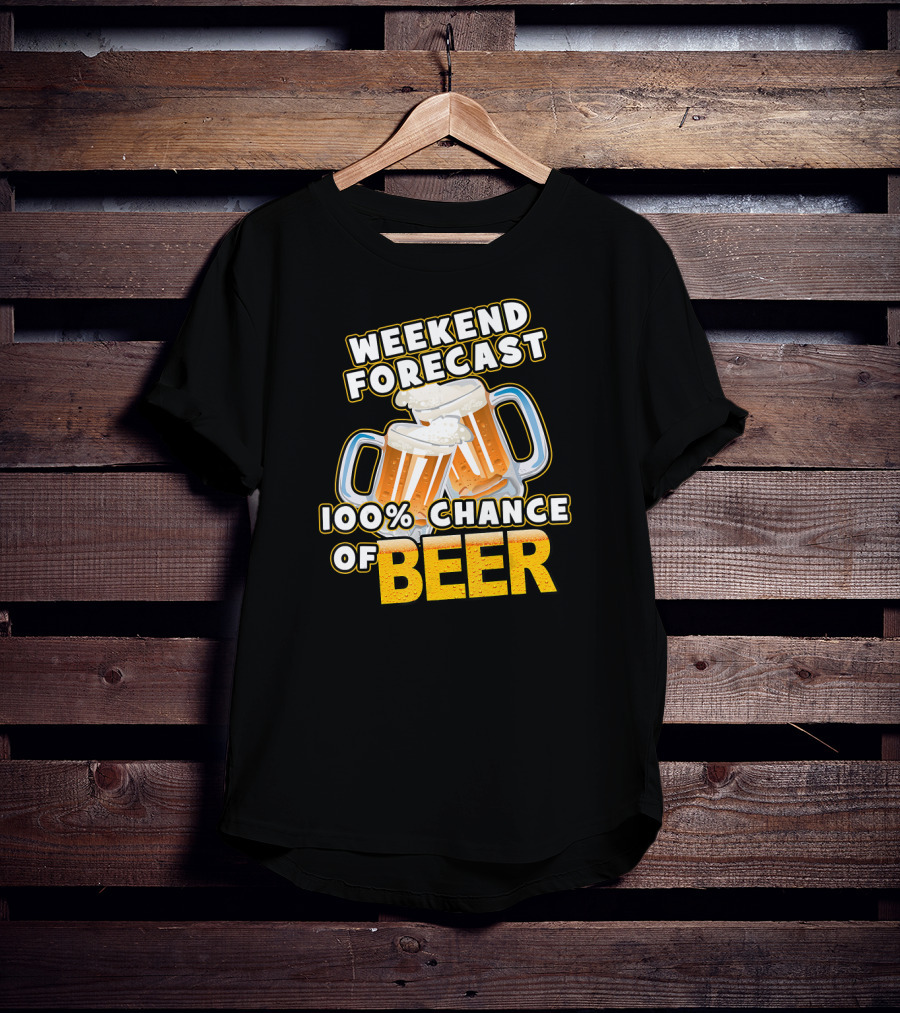 Weekend Forecast 100% Chance Of Beer Two Mugs T-Shirt
