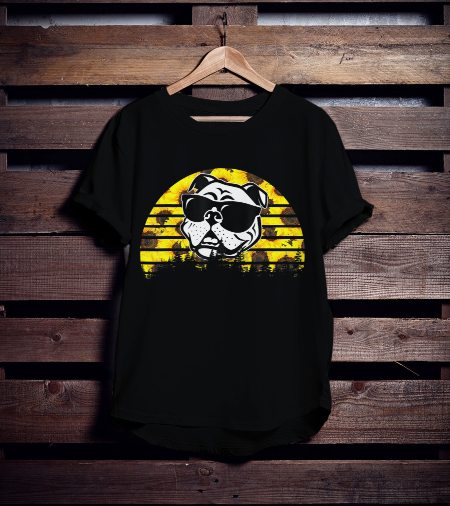 Pitbull Sunflower Sunglasses T-Shirt
