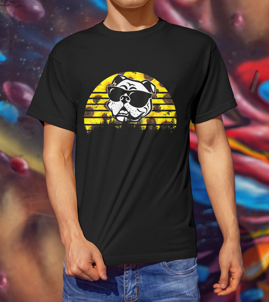 Pitbull Sunflower Sunglasses T-Shirt
