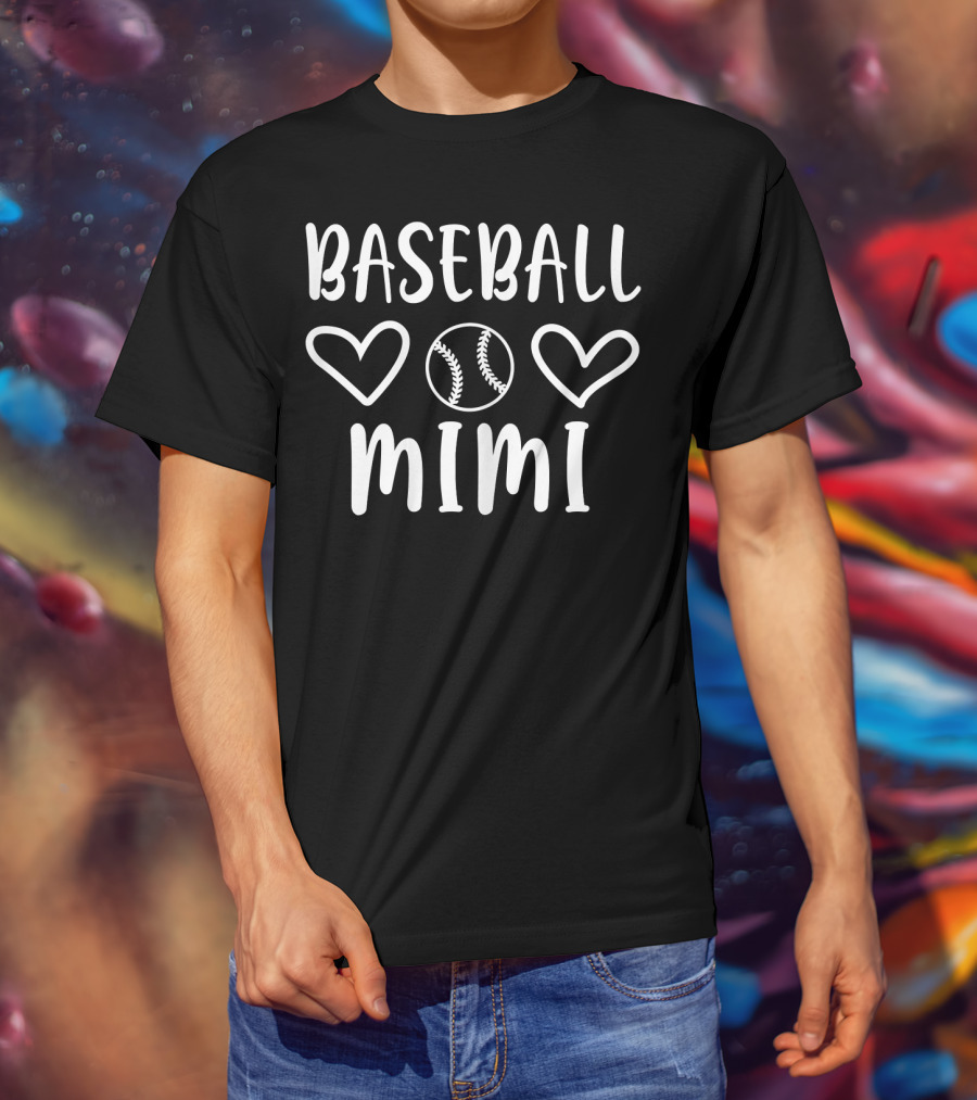 Baseball Mimi Heart Graphic Team Gra T-Shirt