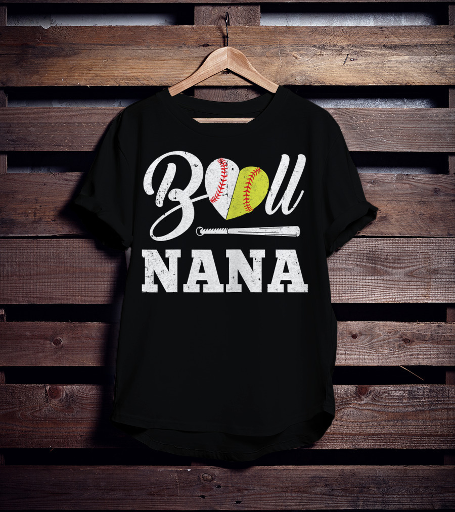 Ball Nana Heart Softball Baseball Bat T-Shirt