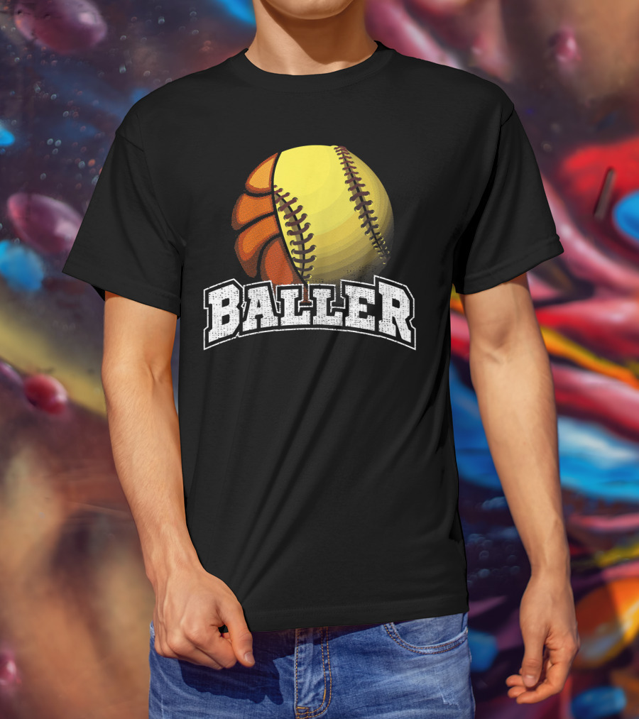 Baller Funny Girls Softball Basketball Combo T-Shirt