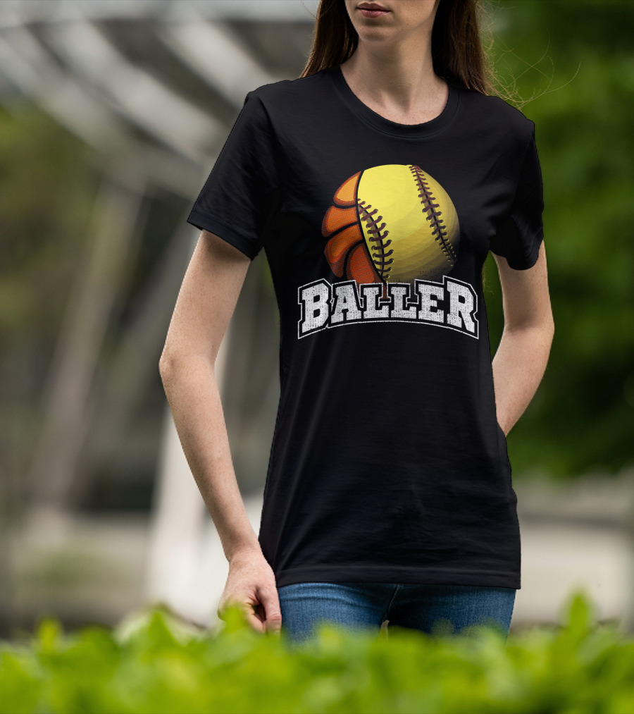Baller Funny Girls Softball Basketball Combo T-Shirt