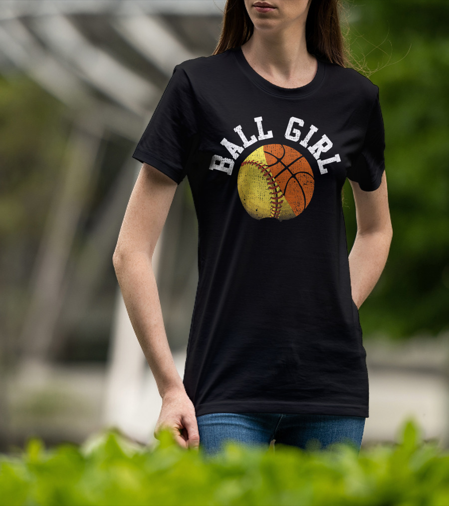 Ball Girl Funny Softball Basketball Combo T-Shirt