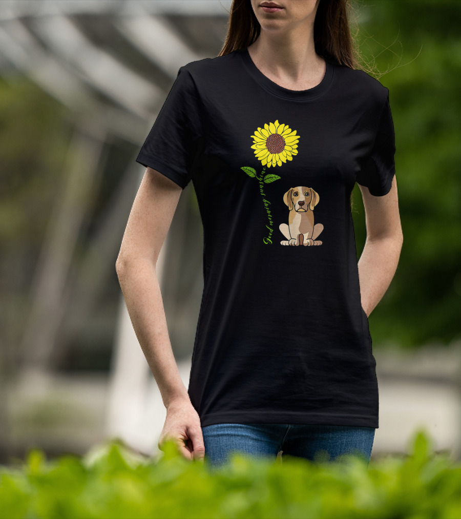 Good Morning Sunshine Beagle With Sunflower T-Shirt