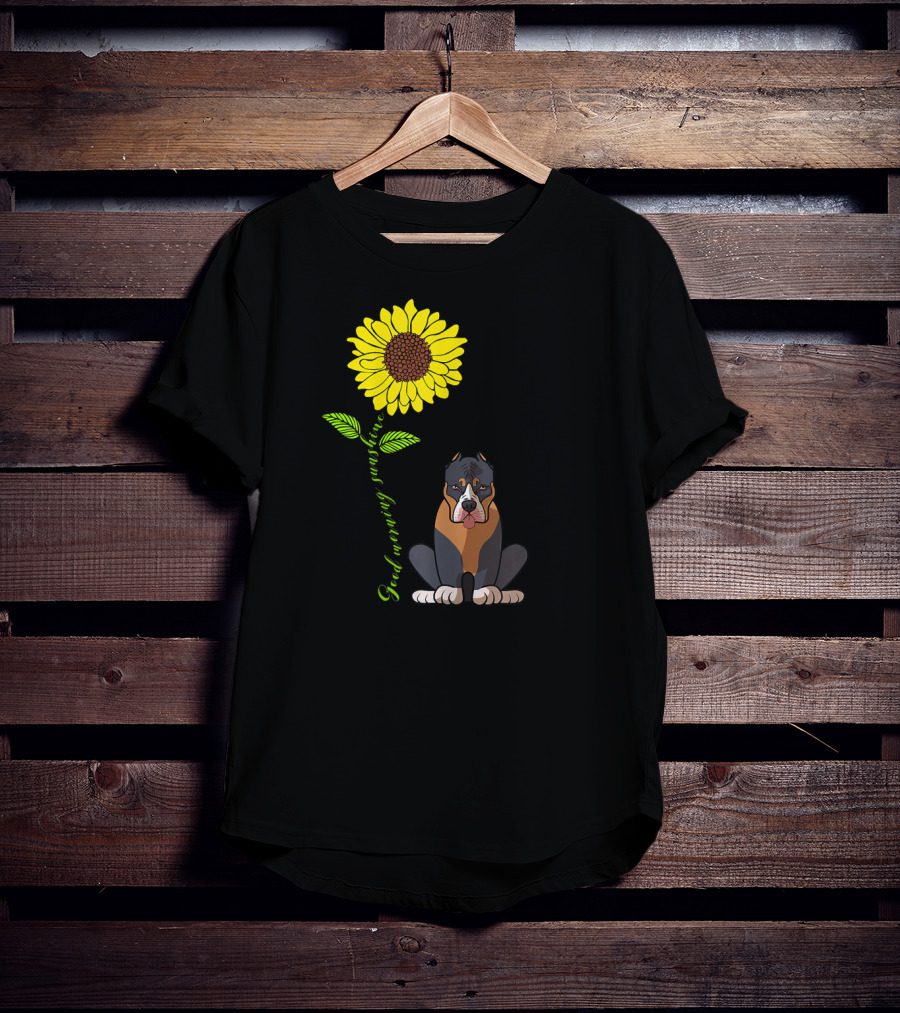 Good Morning Sunshine Pitbull With Sunflower T-Shirt