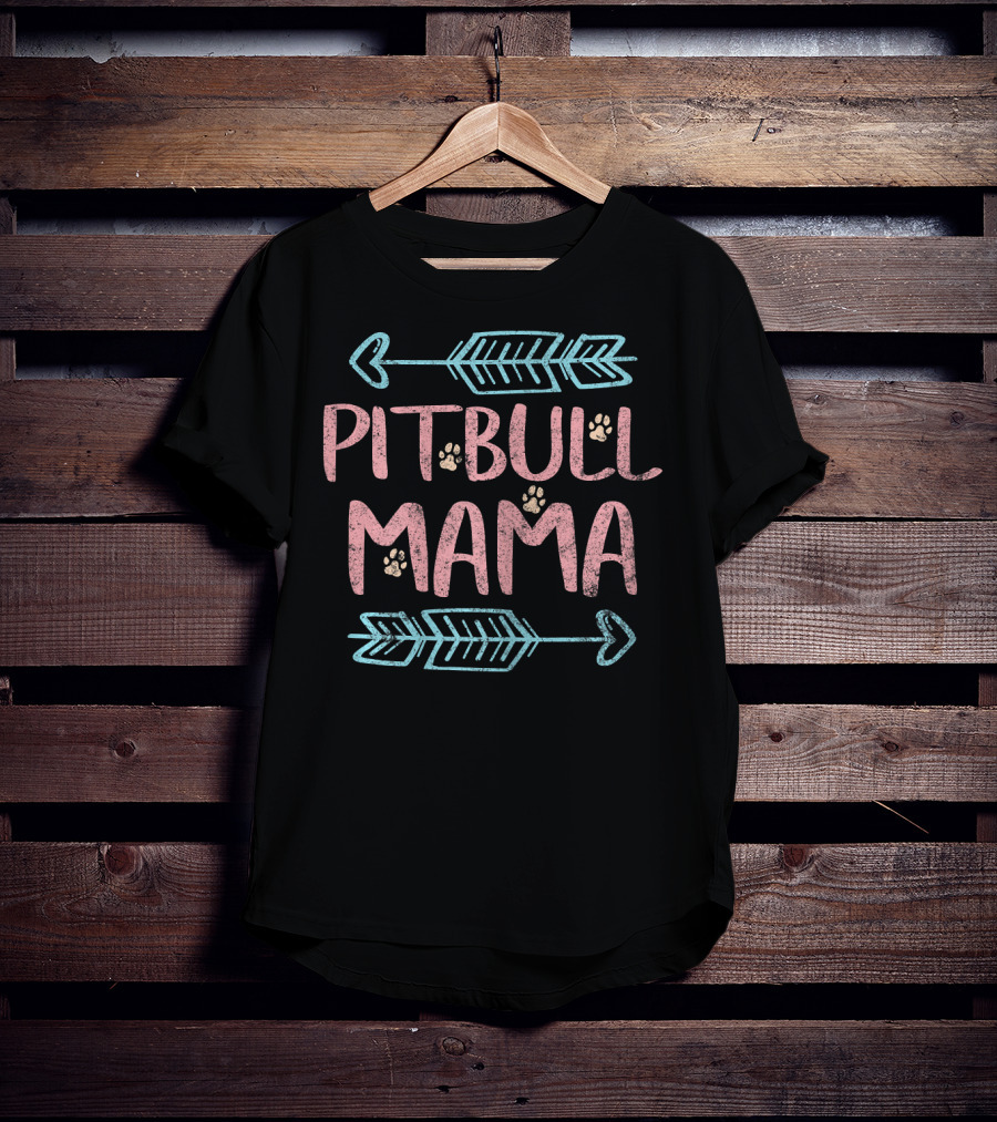 Pitbull Mama Pitbull Lover Dog Arrows Paws T-Shirt