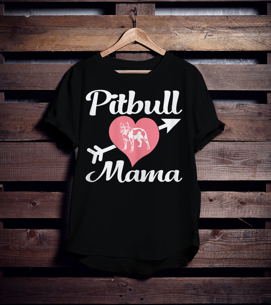 Pitbull Mama Heart With Arrow Pit Bull Lover T-Shirt