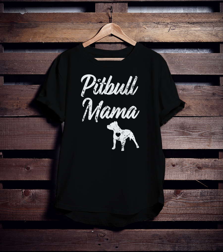 Pitbull Mama Women's Heart Silhouette Pit Bull T-Shirt