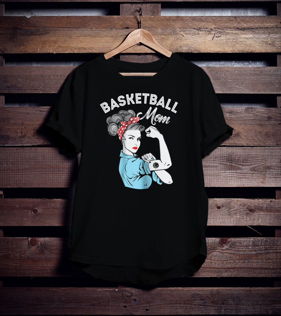 Basketball Mom Retro Strong Iconic Rosie Flexing T-Shirt