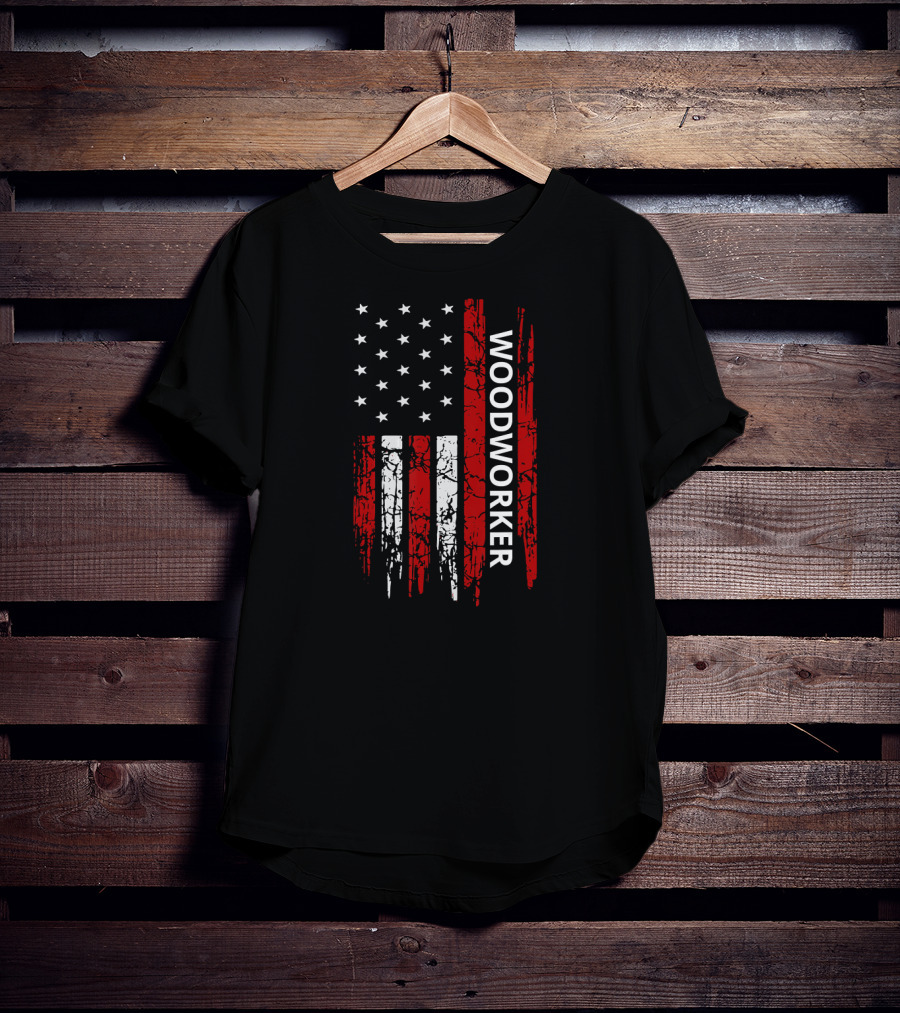 Woodworker USA Flag Patriotic American T-Shirt
