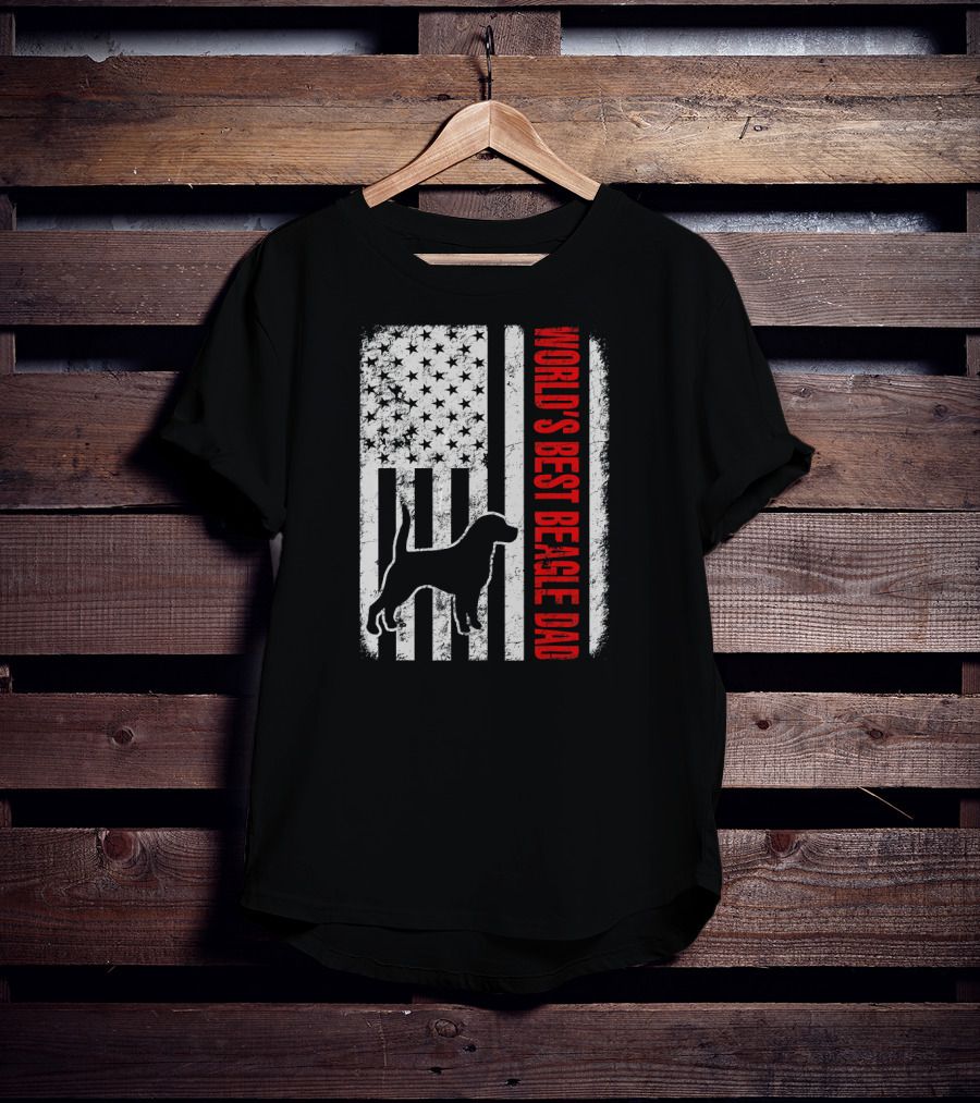 World's Best Beagle Dad American Flag Patriotic Canine T-Shirt