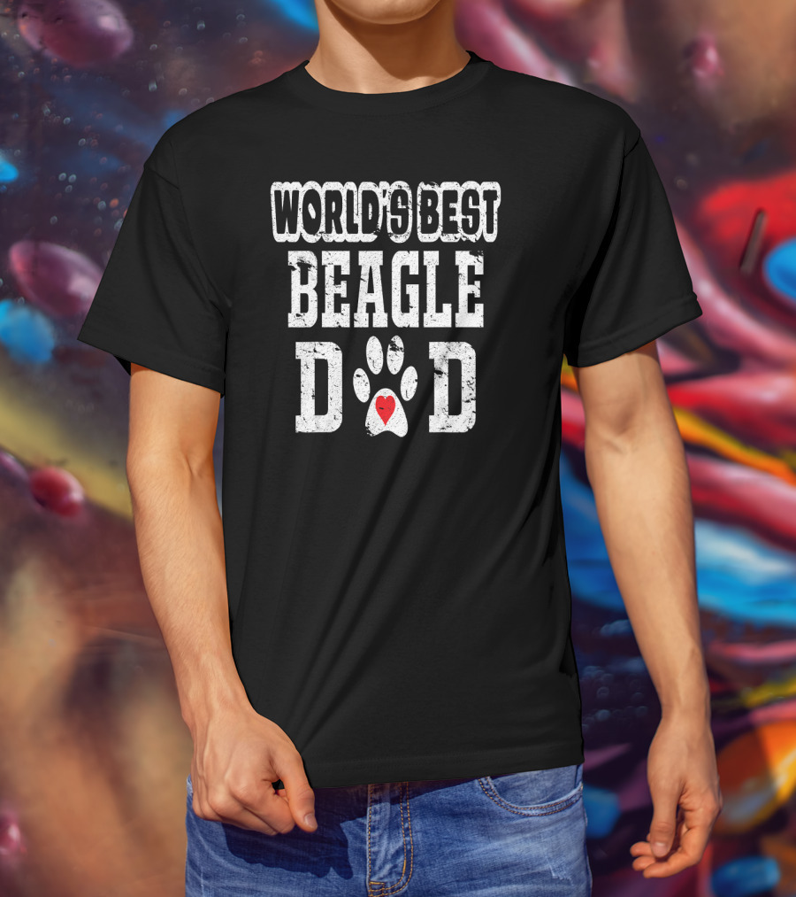 World's Best Beagle Dad Paw Heart T-Shirt