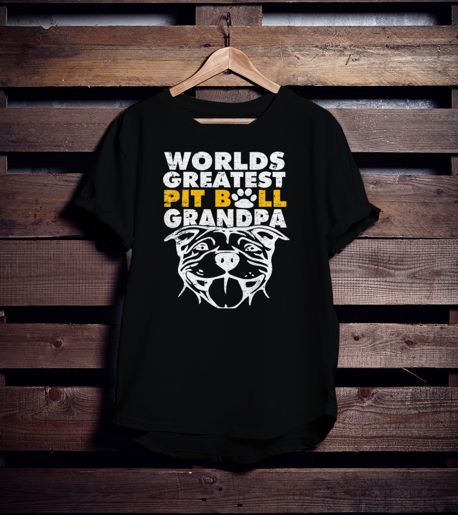 Worlds Greatest Pit Bull Grandpa Dog Love T-Shirt