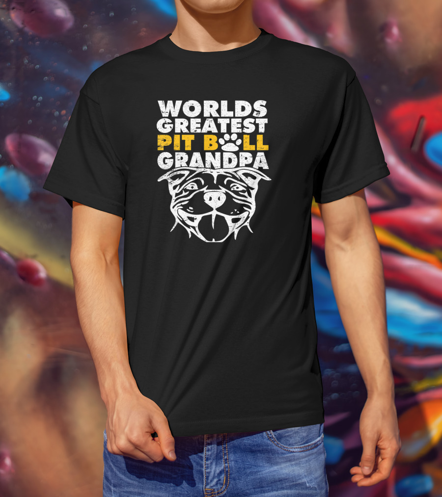 Worlds Greatest Pit Bull Grandpa Dog Love T-Shirt