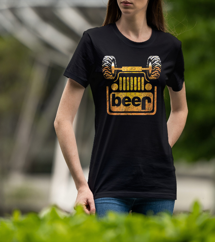 Wrecked Jeep Beer Bubbles And Tires T-Shirt