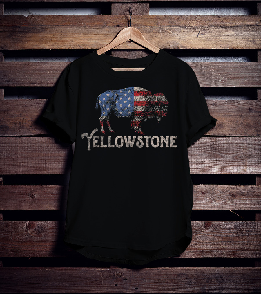 Yellowstone American Flag Bison T-Shirt