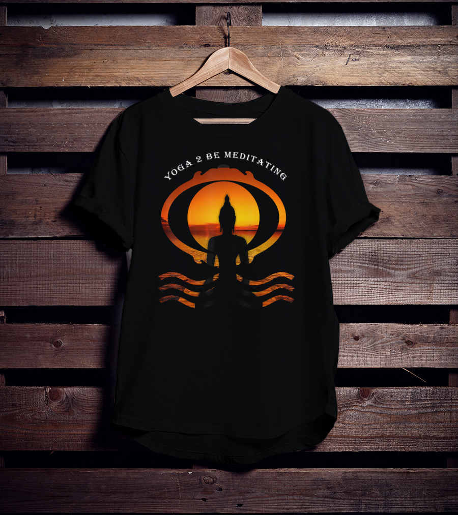 Meditating Yoga Silhouette At Sunset Spiritual Reflection T-Shirt